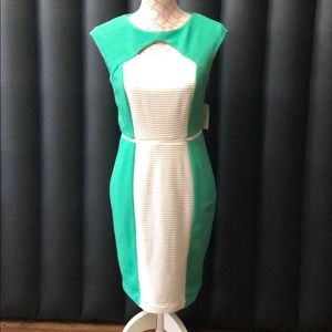 Green and white dress. 👗
